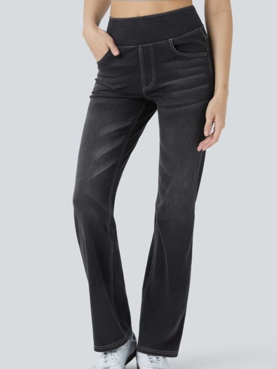 HALARA Denim - HALARA Flex Women's Grey Black Washed High Waisted Pull on Jeans Size M 8-10